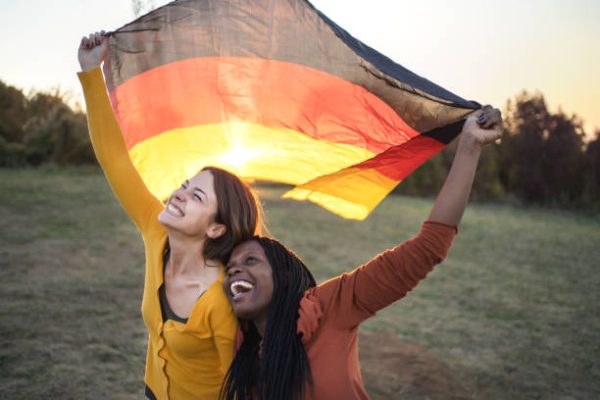 Diverse group of women with German flag